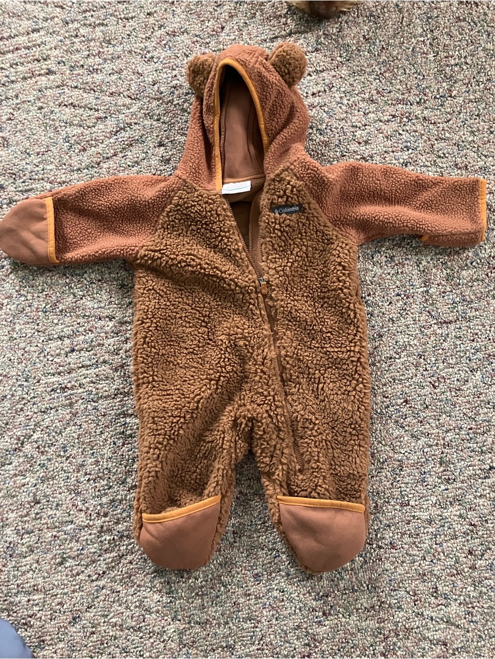 Columbia Brown Teddy Bear Fleece Footie with Hood
